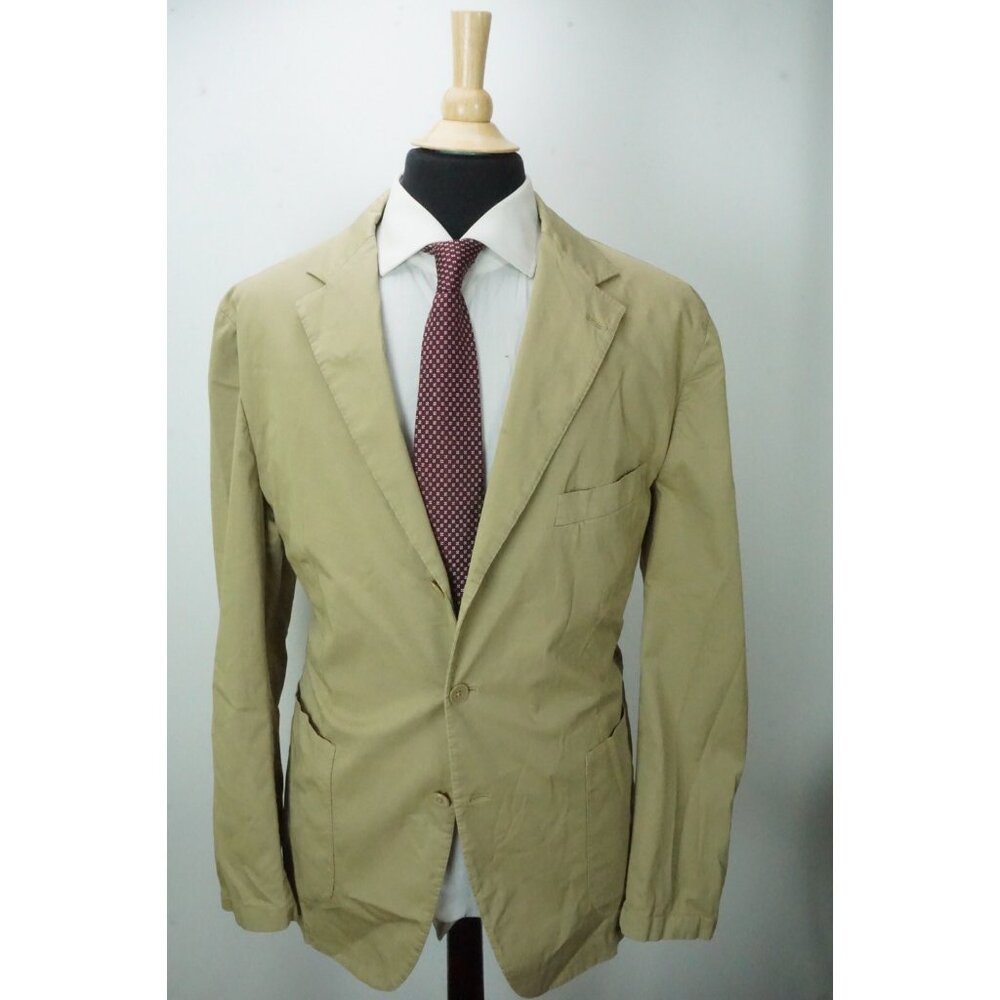 Belvest Khaki Brown Unstructured Cotton Blend 2 Pc Suit Jacket Pants Sz 50R